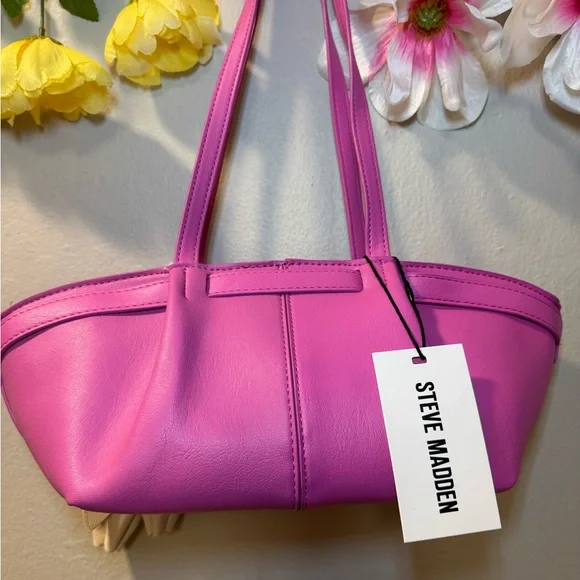 Steve Madden Hot Pink Shoulder Tote with Charm - Picture 6 of 10